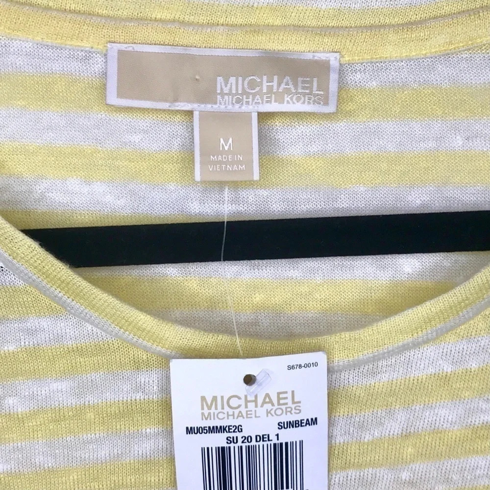 MICHAEL Michael Kors Yellow & Cream Striped Short Sleeve Tee - Picture 6 of 7